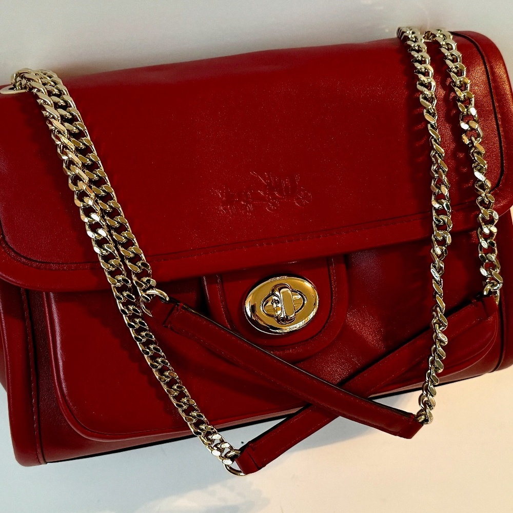Coach "Red Currant" Leather Satchel with Gold Tone Hardware - NWT and Dust Bag